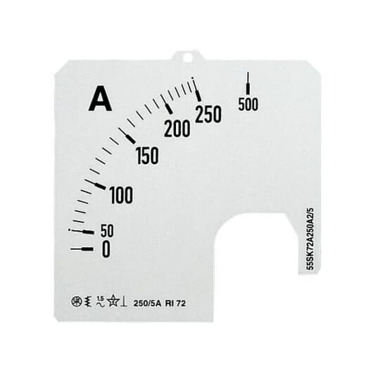 SCL-A1-2500/72Scale 72x72mm front-panel analogue ammeter, AC/2500A full scale